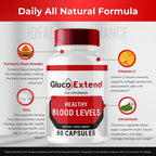 Gluco Extend Capsules, GlucoExtend Support Formula Supplement Pills - Maximum Strength, Gluco Extend Health & Wellness All Natural Formula, Official GlucoExtend Health Capsules Reviews (60 Capsules)