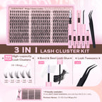 Goddvenus Lash Clusters Kit Wispy Eyelash Clusters Lashes Natural DIY Lash Extension Kit 10-16mm Cluster Eyelash Extensions Kit 300pcs C Curl Individual Lashes Cluster Eyelash (With Tweezers)