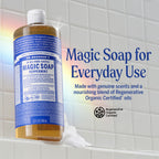 Dr. Bronner's Pure-Castile Magic Liquid Soap - Made with Regenerative Organic Certified Oils- 18-in-1 Uses for Face, Body, Hand, Hair, Laundry & More- Vegan, Non-GMO- Body Wash- Peppermint,32oz