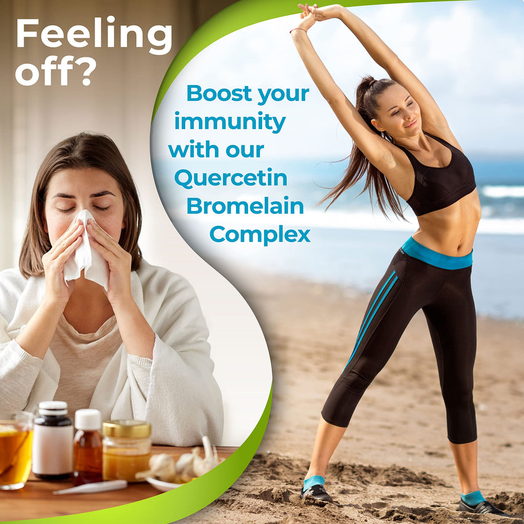Quercetin with Bromelain Vitamin C and Zinc Enriched with Organic Whole Foods - 1215mg per Serving - Quercetin Phytosome 500mg Capsules with Ginger and Flavonoids for Immune Support - 120 count
