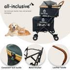 XL Extra-Large Double Pet Stroller, Running&Travel Pet Cart with Weather Cover, Cat&Dog Stroller for Large/Medium/Small Pets, Outdoor Pet Supplies