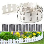 Garden Edging 33FT LOLEDE, 4.6IN Tall White Landscape Edging Border with 60 Stakes, Flexible Plastic Lawn Edging for Yard, Flower Beds,Tree Rings, Walkways & Garden Borders（Square-White）