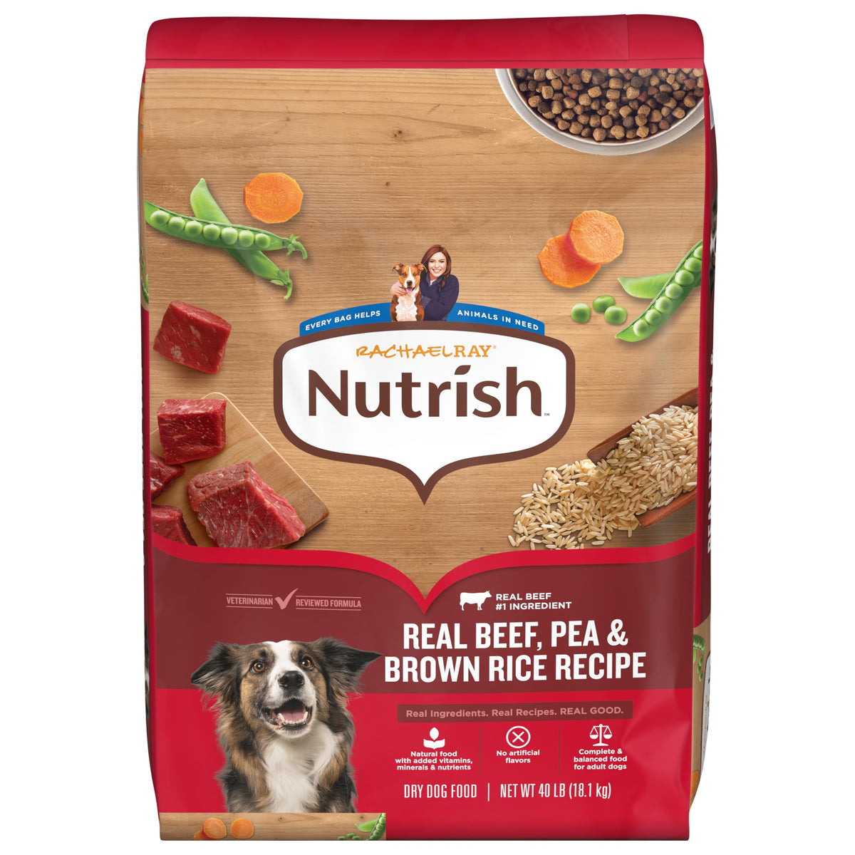 Nutrish Dry Dog Food, Beef, Pea & Brown Rice, 40 lb. Bag (Rachael Ray)