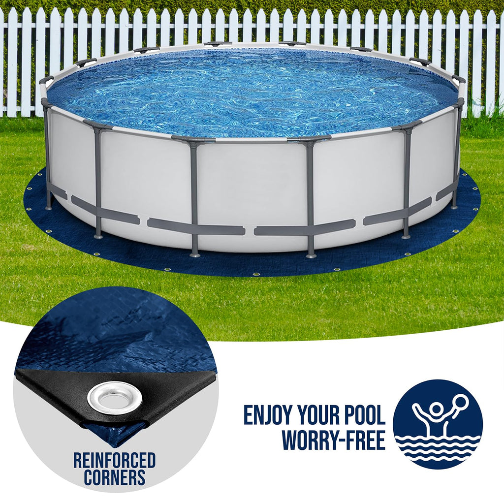 18 Ft Round Pool Liner Pad - Mat Tarp for Under Pool, Above Ground Pool Mat, Pool Ground Cloth, Pool Bottom Pad, Waterproof PE Tarp, Puncture Protection & Extend Liner Life