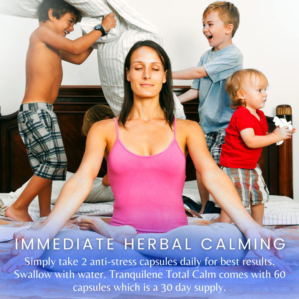 Tranquility Labs Tranquilene Total Calm - Stress Relief - All Natural Herbal Supplement - 60 Capsules - Extra Strength with Ashwagandha, Bacopa, B-Complex & More