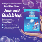 CLEAR CARE Cleaning & Disinfecting Contact Lens Solution, 12 fl oz, Twin Pack, For Soft & RGP Lenses, No Rubbing, Preservative-Free, Included Lens Case, Deep Cleans and Removes Deposits
