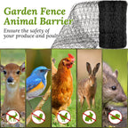 Woanger 3 Pack Deer Fence Netting Bird Netting Garden Net with 150 Pcs Cable Ties for Bird Protect Plants, Vegetables Against Birds Fruit Trees Deer Squirrel Rabbit and Other Animals (Black,7x100 ft)