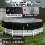 QH.HOME 8 ft Round Pool Cover,8ft Stock Tank Pool Cover - [Ultimate Windproof & Tear-Resistant Fabric], Blocks Leaves & Sun, Windproof Snug Fit with Drawstring & Weight Rings