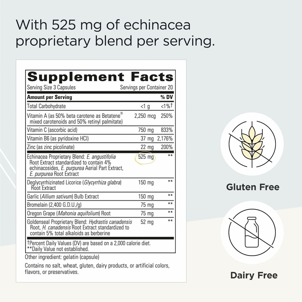 Integrative Therapeutics EHB - Immune Support Supplement with Vitamins A, C & B6* - Mineral Support with Zinc - Dairy-Free & Gluten-Free - 60 Capsules (20 Servings)