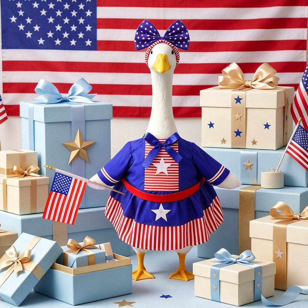 ZhouBoat Patriotic 4th of July Porch Goose Outfit for 23 Inch Lawn Statue