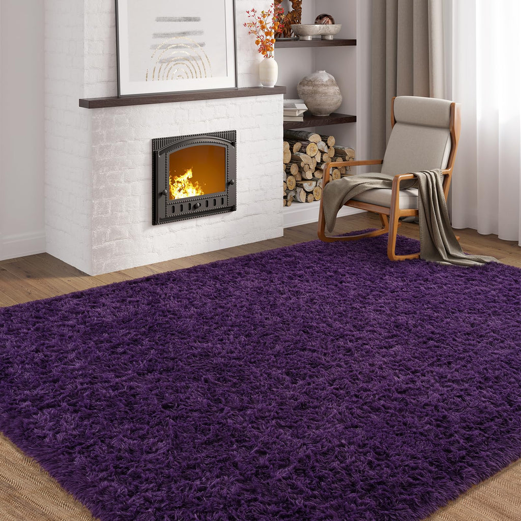 Softlife Rugs for Bedroom 4x5.3 Feet Purple Area Rug for Living Room Super Soft Shaggy Rugs for Dorm Fluffy Fuzzy Carpets Long Plush Bedside Rug Nursery Girls Boys Kids Room Home Christmas Decoration