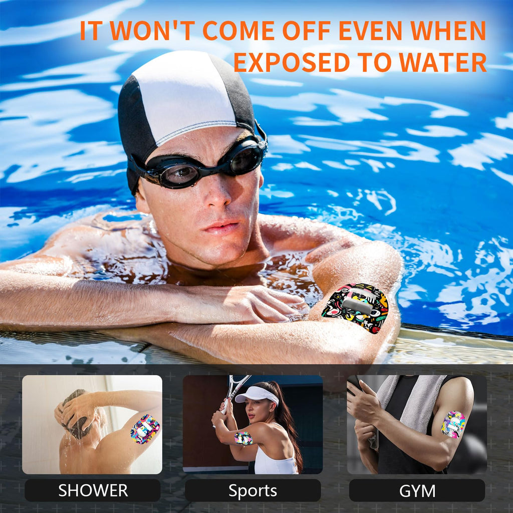 Omnipod 5 Adhesive Patches - Omnipod 5 Overpatches Waterproof with Strap Pre-Cut Sweatproof Omnipod Sensor Tape (Graffiti 20pcs)