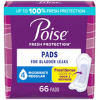 Poise Incontinence Pads & Postpartum Incontinence Pads, 4 Drop Moderate Absorbency, Regular Length, 66 Count, Packaging May Vary