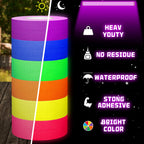 SWRT 6 Rolls (1 in x 33 Ft) Neon Gaffer Cloth Tape for Halloween Decor