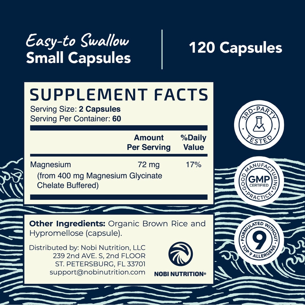 Magnesium Glycinate 400mg | High Absorption Formula for Sleep, Calm, Muscle Relaxation, Heart, Bone & Nerve Support for Women & Men | Chelated Magnesium Glycinate Supplement | 120 Ct (2 Month Supply)