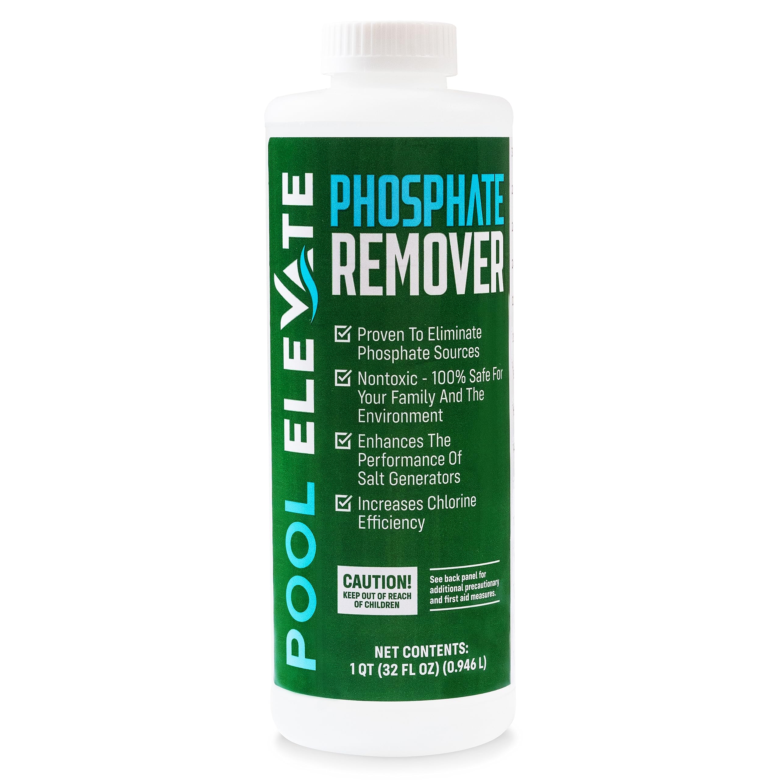 Pool Elevate Phosphate Remover - Maintain Crystal Clear Water, Enhance Pool Water Quality for Above and Inground Pools, Safe for Your Pool and Equipment. 32 oz