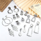 Subiceto 9 Pairs Silver Plated Clip on Earrings for Women Statement Clip On Earrings Large Geometric Square Rectangle Round Clip Dangle Earrings Non Pierced Earrings Set