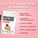 Clean Simple Eats Whey Protein Powder, Strawberry Cheesecake Flavor, Naturally Sweetened, Grass Fed Protein Powder with Digestive Enzymes, No Artificial Ingredients, Gluten Free, 30 Srvgs