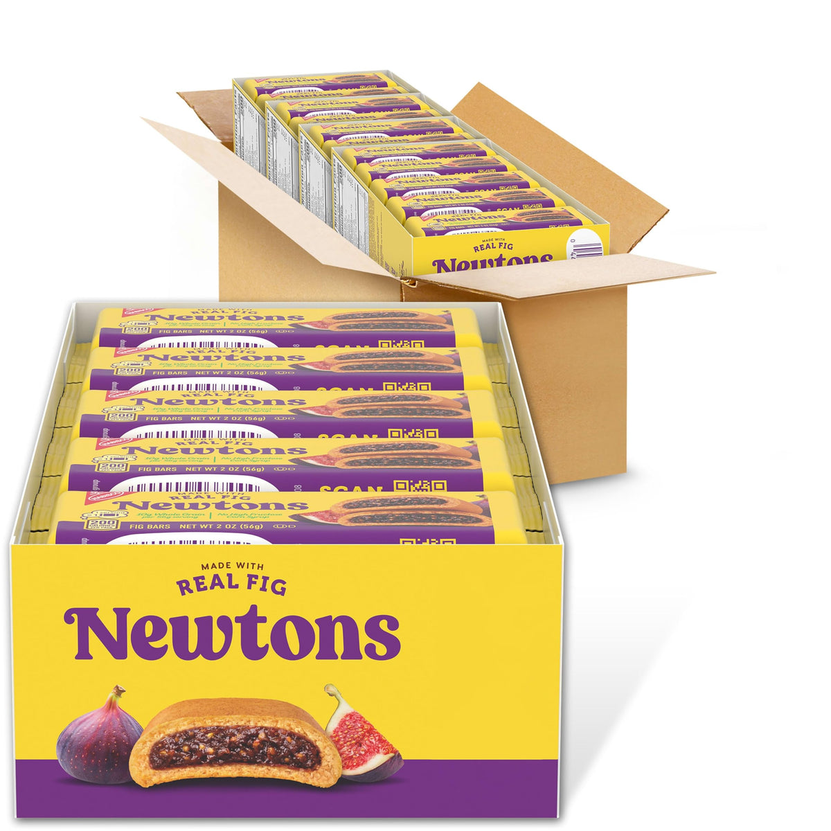 NEWTONS Soft Baked Real Fruit Fig Bars, Fig Cookies, 40 Snack Packs