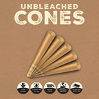ZIG-ZAG Pre Rolled Cones 1 1/4 Size (900 Pack) Unbleached - Slow Burning Pre Rolled Cones with Tips & Packing Tubes Included - Bulk Pack