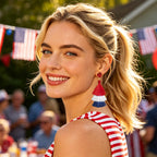 4th of July Earrings Red White Blue Patriotic Earrings for Women Dangle Tassel American Flag Earring 250th Anniversary USA Earring Memorial Independence Day 4th of July Outfits Accessories for Women