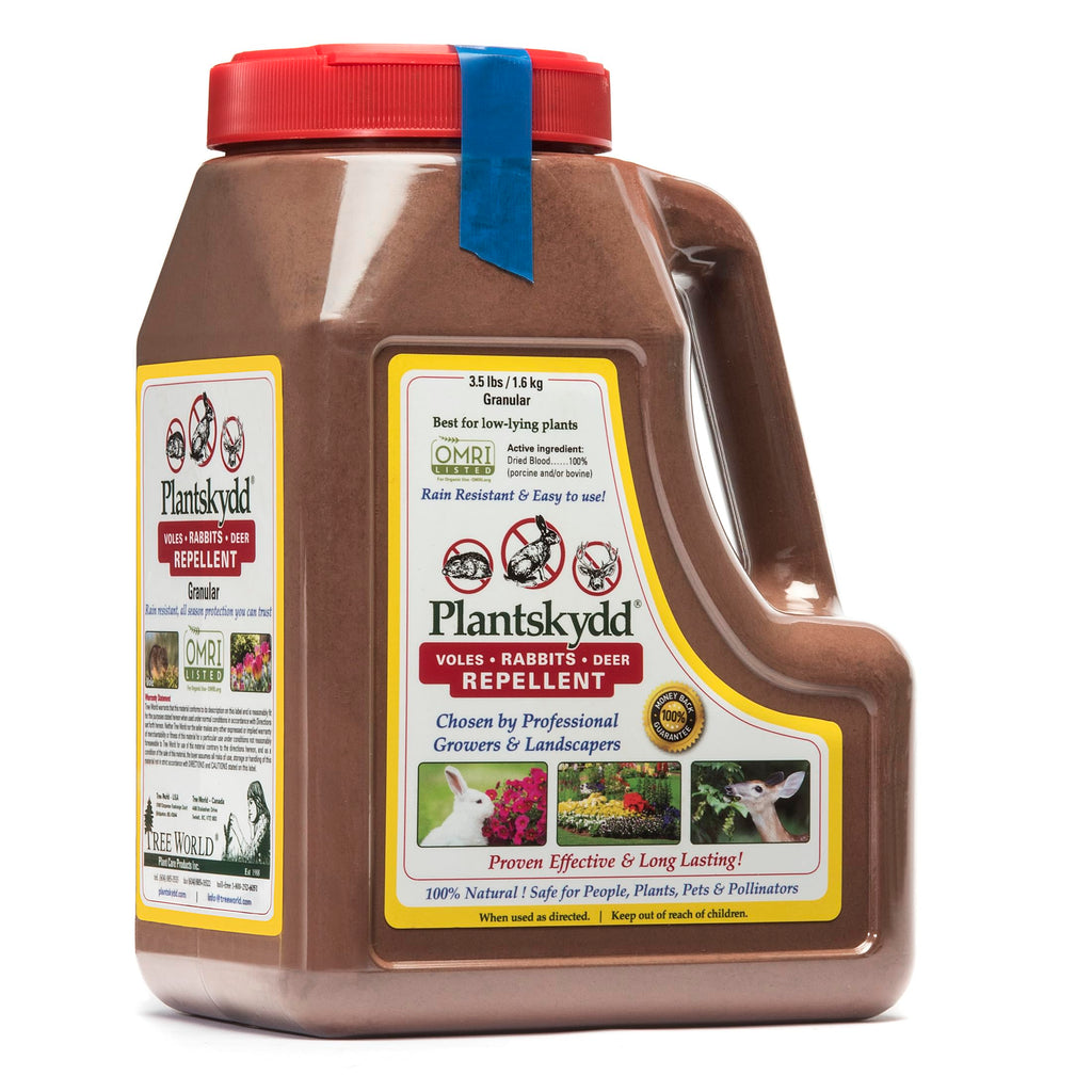Plantskydd Animal Repellent - Repels Deer, Rabbits, Elk, Moose, Hares, Voles, Squirrels, Chipmunks and Other Herbivores; 3.5 LB Granular Shaker Jug (PS-VRD-3)