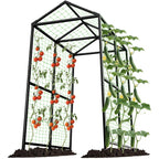 Metal Garden Arch Trellis for Climbing Plants Outdoor, 7.1FT Extra Tall Cucumber Trellis for Raised Bed, Plant Trellis for Vegetable Fruit Flower Vine（Black）