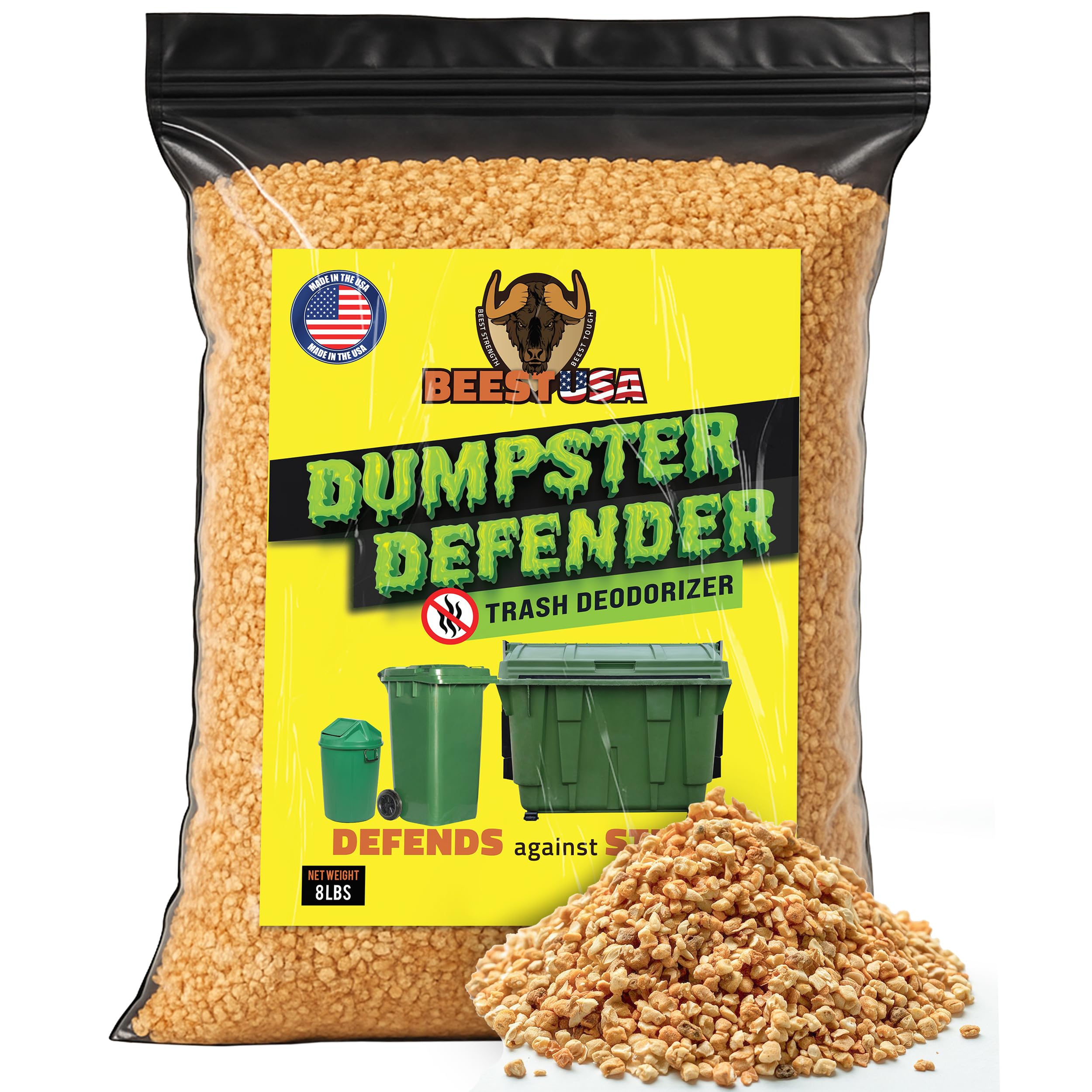BEEST Dumpster Defender - 8lbs Outdoor Trash Can Deodorizer & Liquid Waste Absorber (Made in USA) Biodegradable Trash Can Odor Eliminator - Powerful Garbage Deodorizer for Always-Fresh Bins - 36 Cups
