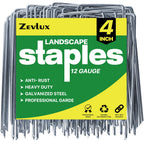 Zevlux 4 inch 200 Pack Landscape Staples Galvanized Garden Stakes