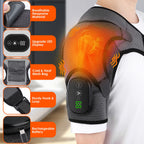 BINGONE Heated Shoulder Wrap, Shoulder Heating Pads Massager for Men Women, Electric Cordless Vibration Massage Heated Shoulder Braces with 3 Heating Setting, Left Right Shoulder Massage