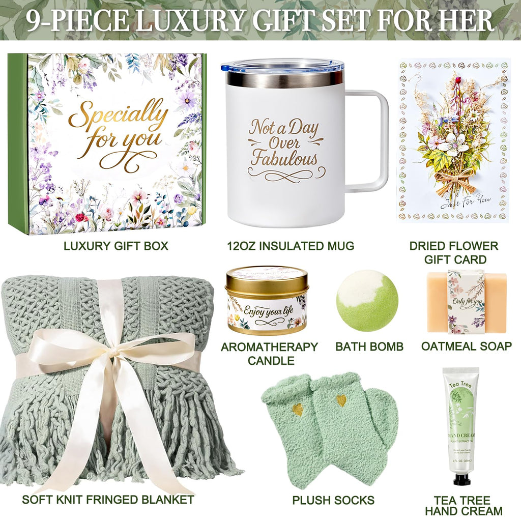 Birthday Gifts for Women, Christmas Self Care Gift Basket for Women, Thinking of You & Get Well Soon Gifts, Relaxing Spa Care Package for Mom, Sister, Best Friend, Her