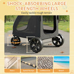 Danrelax Large Pet Stroller for Large & Medium Dogs, 77 lb Capacity, 12" All-Terrain Shock Absorbing Wheels, Waterproof 600D Grey Linen, Heavy-Duty Extra Large Pet Pram, Foldable Travel Stroller