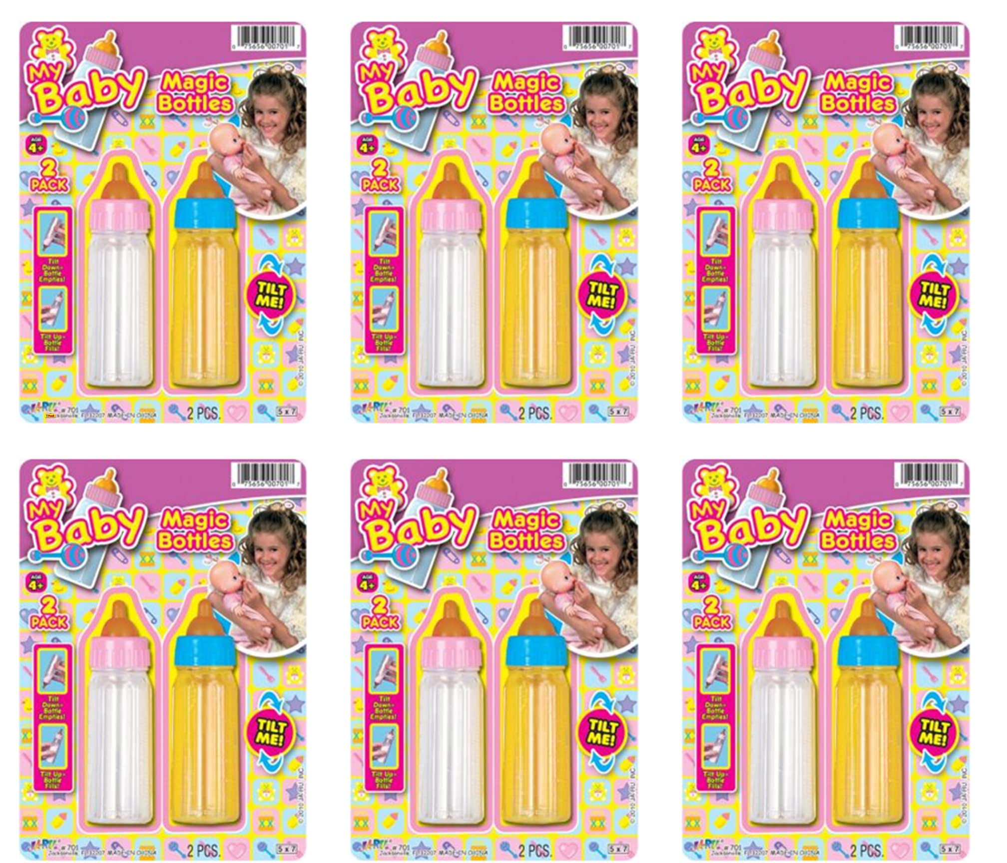 JA-RU Magic Baby Doll Bottles Milk Bottle and Juice Bottle, Great Baby Doll Accessories. Set with 2 Bottles. 701-6