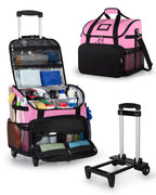 Marscamd Large Rolling Cleaning Caddy Bag with Detachable Trolley, Pink