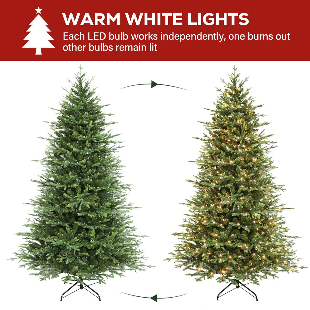 Hykolity 7.5 ft Prelit Christmas Tree with Realistic PE Foliage