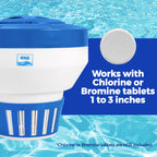 440 Pool Chlorine Floater Dispenser, Fits Up to 5 Pieces of 3-Inch Chlorine Tabs, Adjustable Flow, Control, Heavy-Duty Plastic - Suitable for Small & Large Pools - 9.6 Ounces