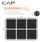 CAP Barbell 1/2-Inch Interlocking EVA Foam Exercise Puzzle Mat Home Gym Flooring - 1 Pack | 24" x 24" x 1/2" | Tatami Pattern - Black
