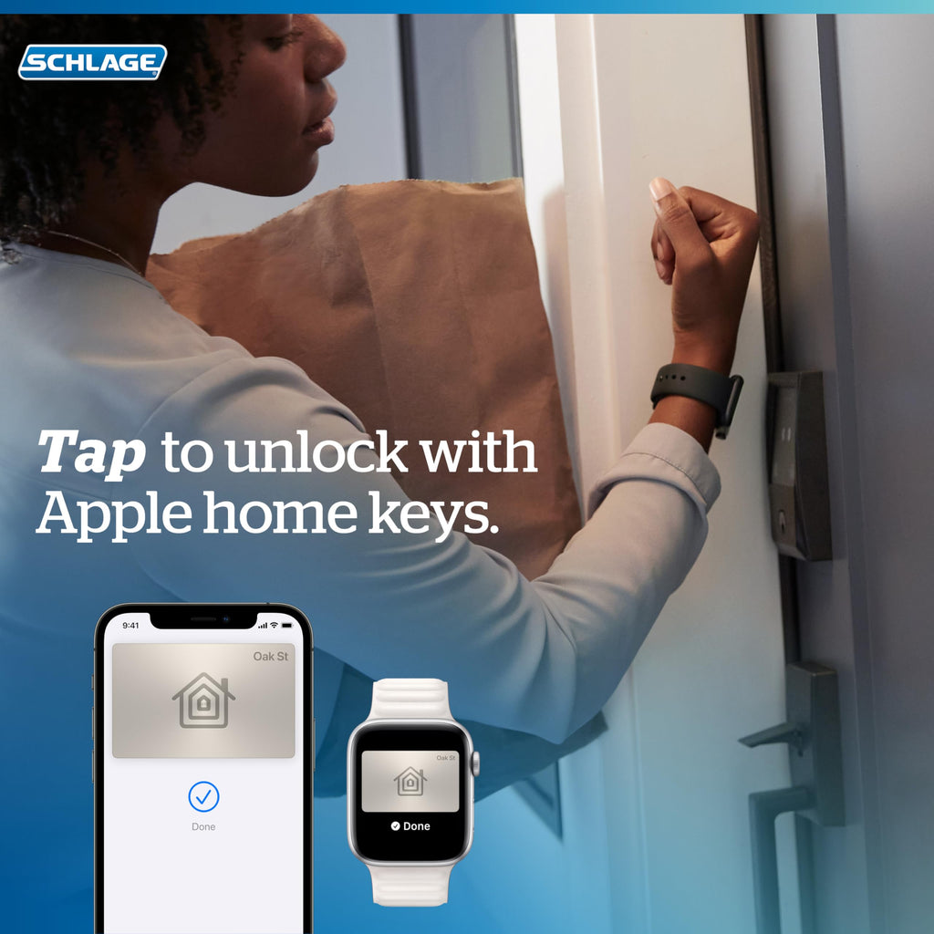 Schlage Encode Plus Smart Wi-Fi Lock for Front Door, Keyless Entry Deadbolt, Unlock with Apple Watch, Built-in WiFi and App Control, Easy Install, Alexa & Apple HomeKit Compatible, Aged Bronze