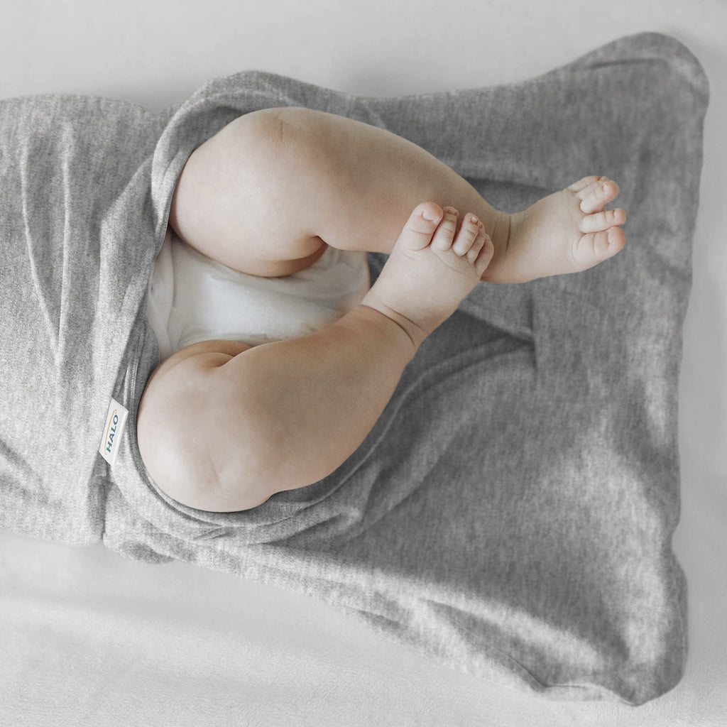 HALO 100% Cotton Sleepsack Swaddle, 3-Way Adjustable Wearable Blanket, TOG 1.5, Heather Grey, Small, 3-6 Months