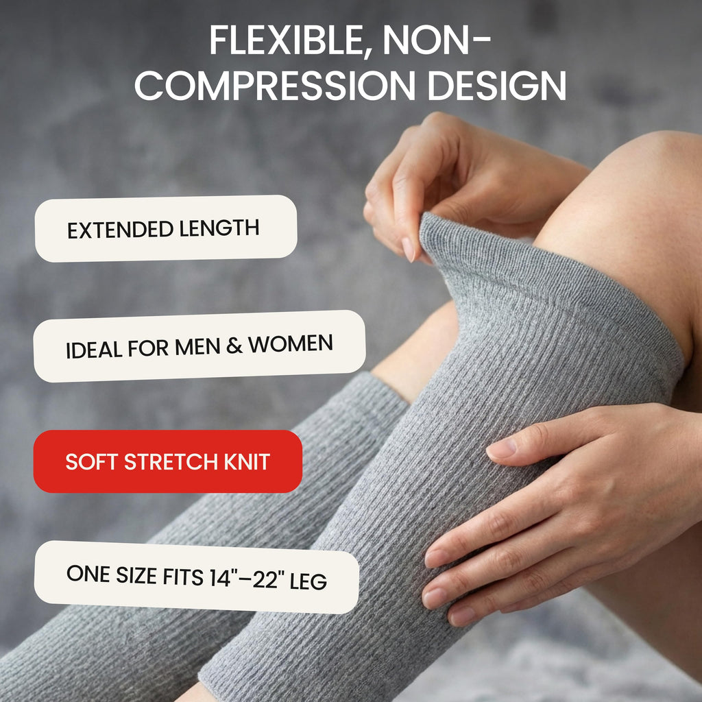 SENIOR ICARE Elastic Cotton Knee Warmers, Knee Sleeves for Men and Women - Circulation Support and Joint Pain Relief, Arthritis Aid, One Pair, Made in Japan