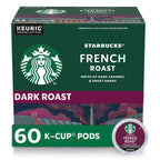 Starbucks K-Cup Coffee Pods, Dark Roast Hot or Iced Coffee, French Roast, 60 Keurig Pods