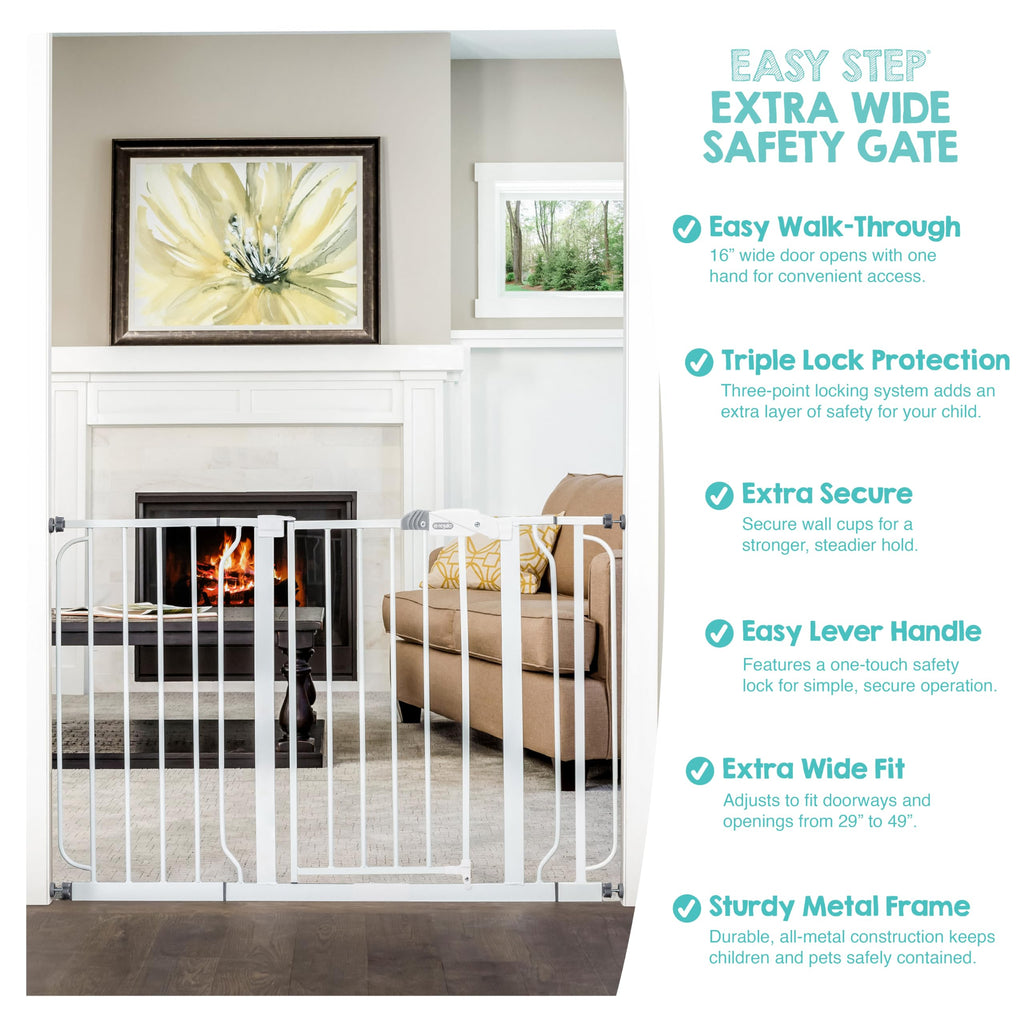 Regalo Safety 29"-49" Extra Wide Baby Gate, Bottom of Stairs & Doorways