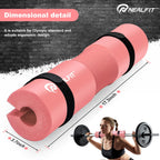 NEALFIT Barbell Pad Squat Pad for Squats���Squat Bar Pad���Great for Weightlifting,Lunges and Hip Thrusts���Foam Sponge Pad���Fit Standard and Olympic Bars Perfectly (Light Pink)