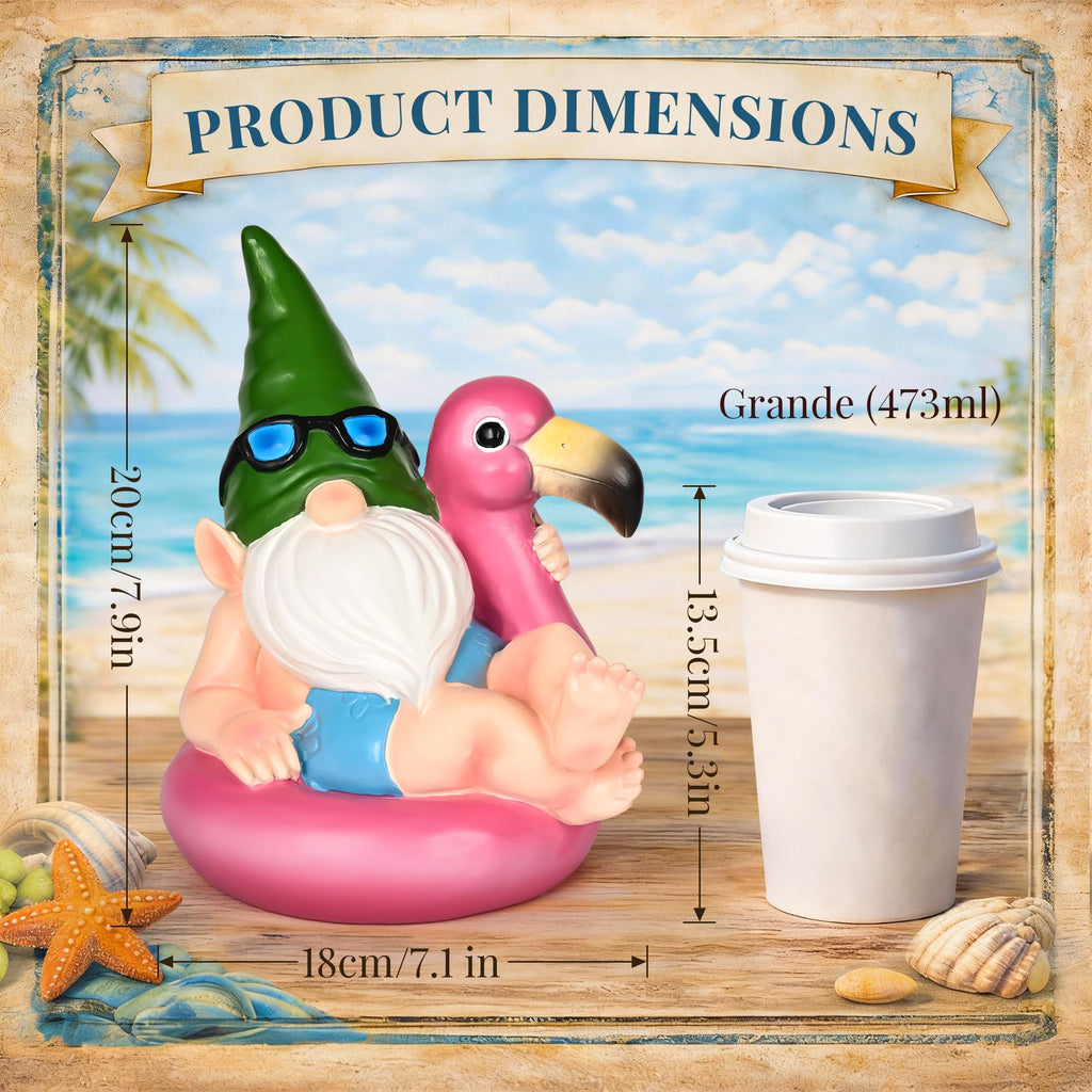 TISEJOY Garden Gnomes Outdoor Statues, Funny Flamingo Decor Gnomes Decor for Yard Patio Garden, Summer Gnomes Sculptures for Home Desk Table Pool Backyard, Garden Gifts for Mom, Friends
