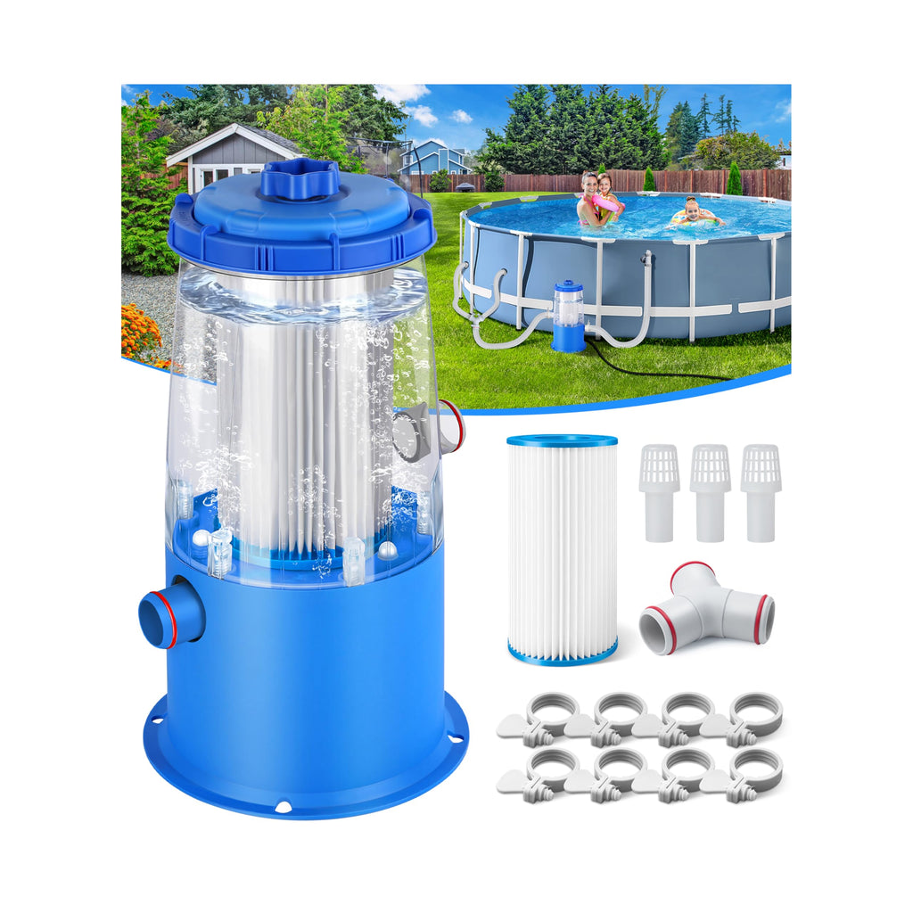 KimFilter Transparent 1000 GPH Above Ground Pool Filter Pump – Easy ...