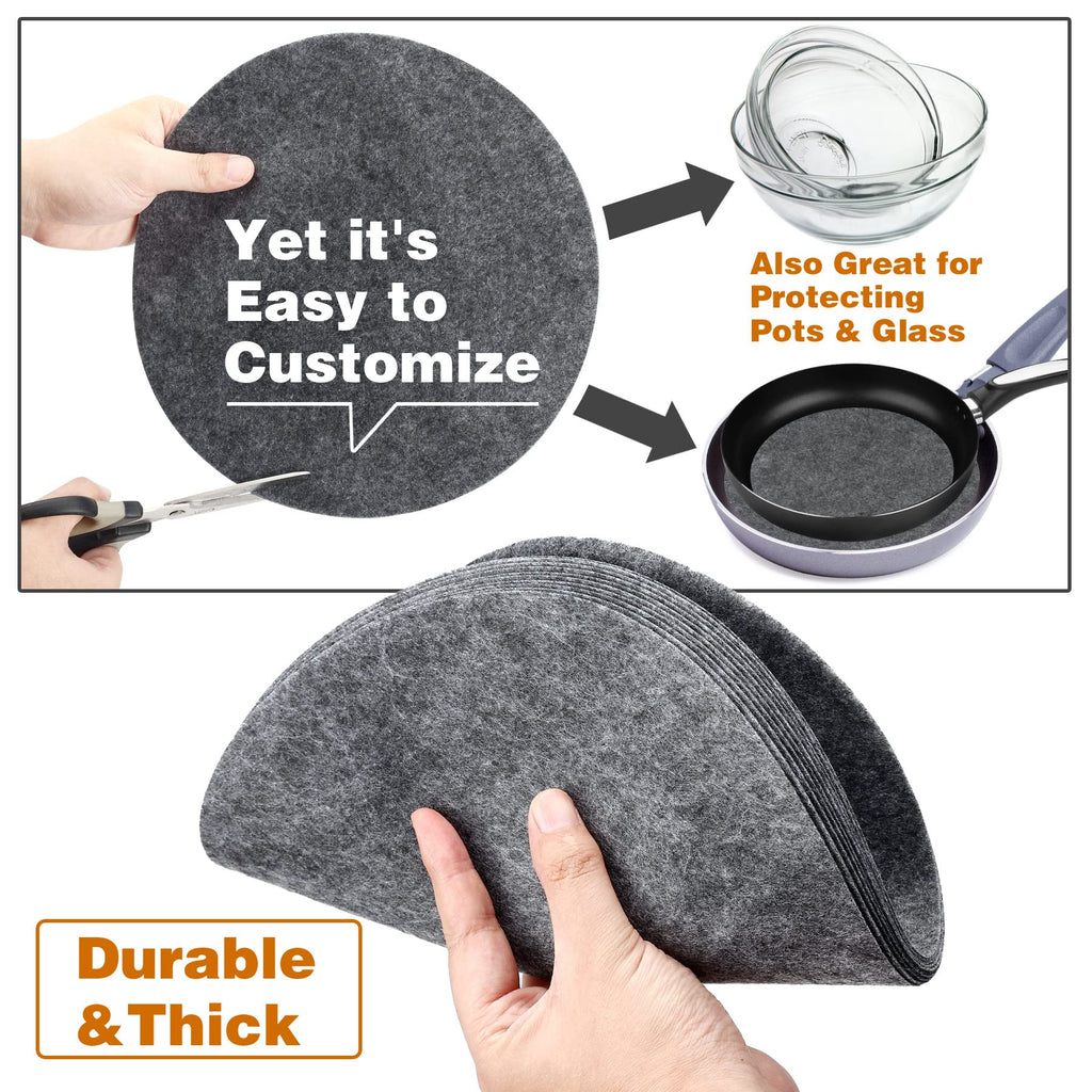 Imncya Plate Separators Storage, Set Of 60 And 3 Different Size, Thick and Premium Soft Felt Plate Dividers For China, Dish, Coffee Saucers Protecting and Stacking - Grey