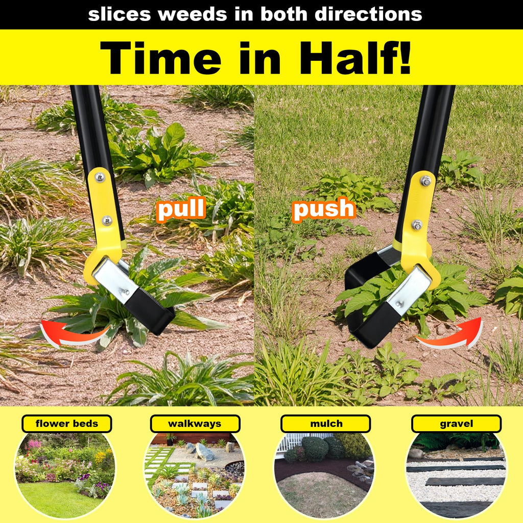 Bird Twig Garden Hoe for Weeding - Sharp Push Pull Blade,Stainless Steel Stirrup Weeder Hoe, 30-54 Inch Adjustable, Stand Up Loop Weed Hoe Tool for Women Seniors