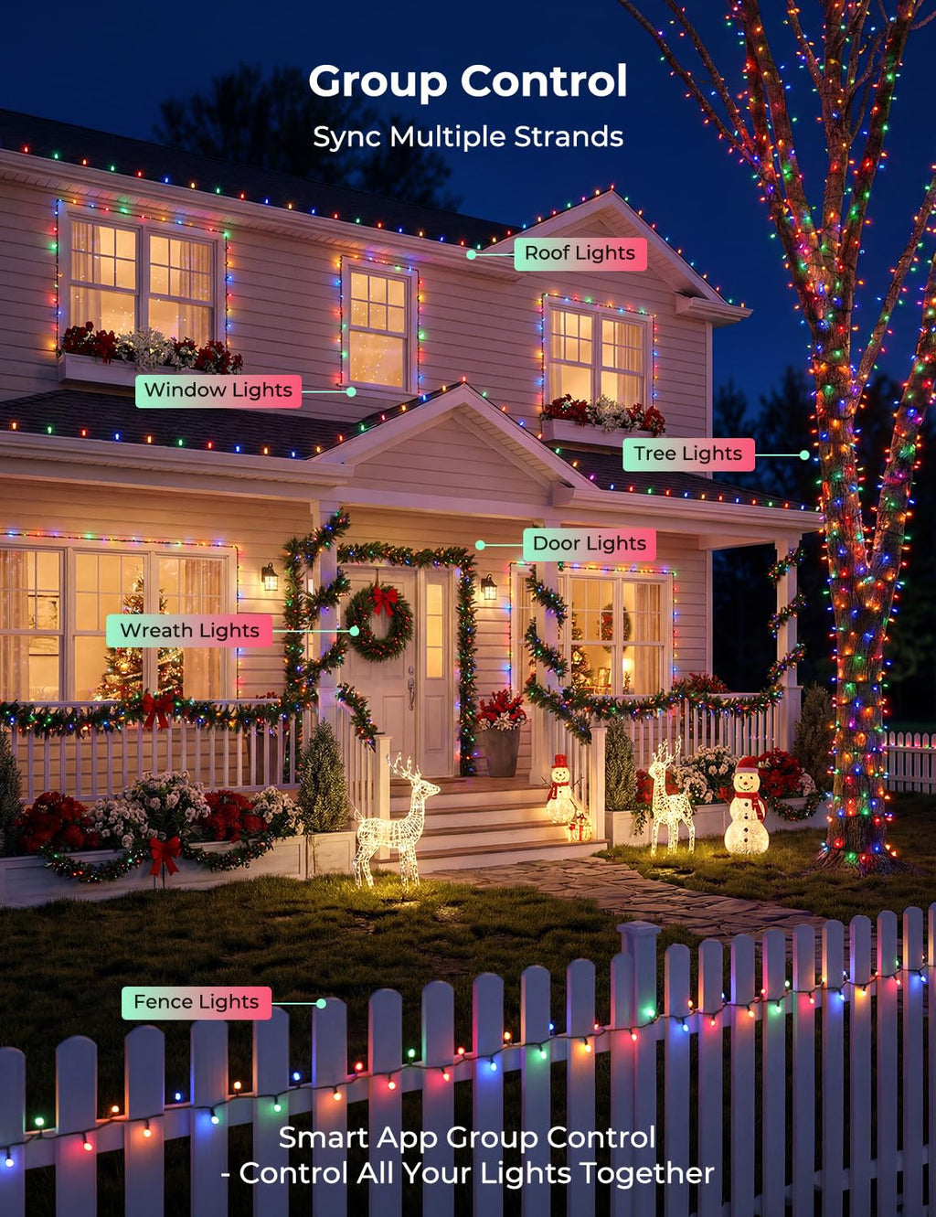 Minetom 82ft 250LED Smart Color Changing Christmas Halloween Tree Lights