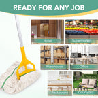 6 Pack Commercial Mop Head Replacement – Heavy Duty Mop Head for General and Floor Cleaning | Industrial Wet Mops | Washable Refill, Reusable, Looped End Mopheads | Hardwood, Concrete（White）