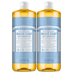 Dr. Bronner's Magic Soap-Pure-Castile Liquid Soap (Baby Unscented, 32 ounce, 2-Pack)-Regenerative Organic Certified Oils, 18-in-1 Uses: Body, Laundry & Dishes, For Sensitive Skin, No Fragrance